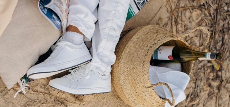 White sneakers for travel